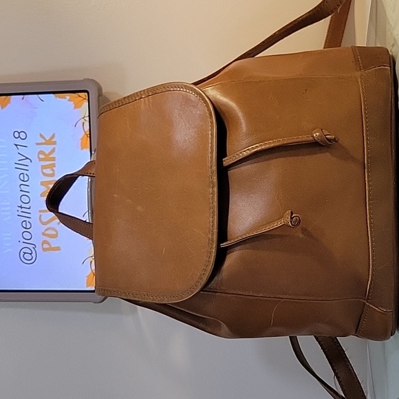 L.L. Bean Tan Leather Backpack - Picture 1 of 16